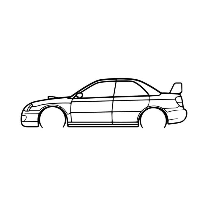 Ignite Laser Subaru 04 Impreza WRX Sti(A) Silhouette Metal Wall Art Rustic Metal 47inch/120cm