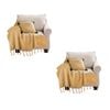 SOGA 2X Coffee Knitted Throw Blanket with Tassel Fringe