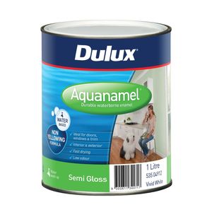 Dulux 1L Enamel Paint Aquanamel Semi Gloss White