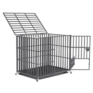 P&P Black Heavy Duty L Dog Crate with Wheels and Lock