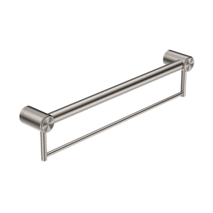 Nero Mecca Care 32mm Grab Rail With Towel Holder 600mm Brushed Nickel