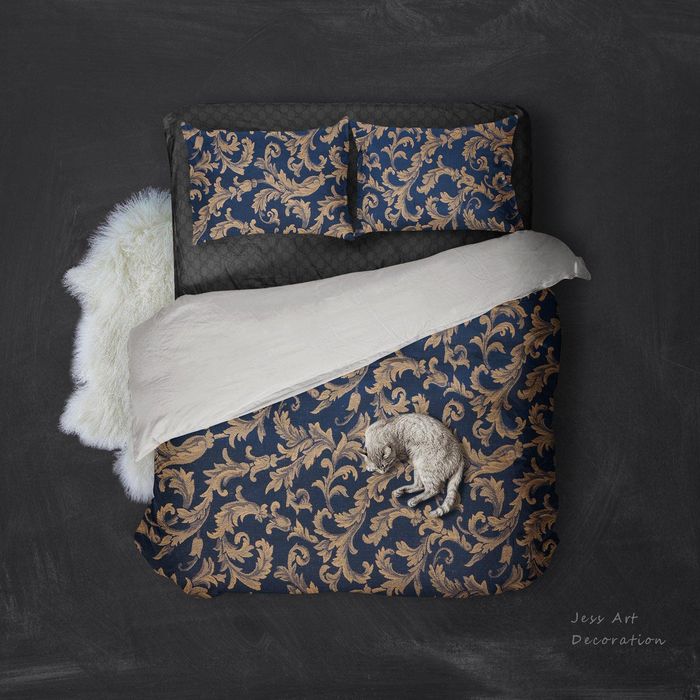 3D Gold Leaf Pattern Quilt Cover Set Bedding Set Pillowcases  12