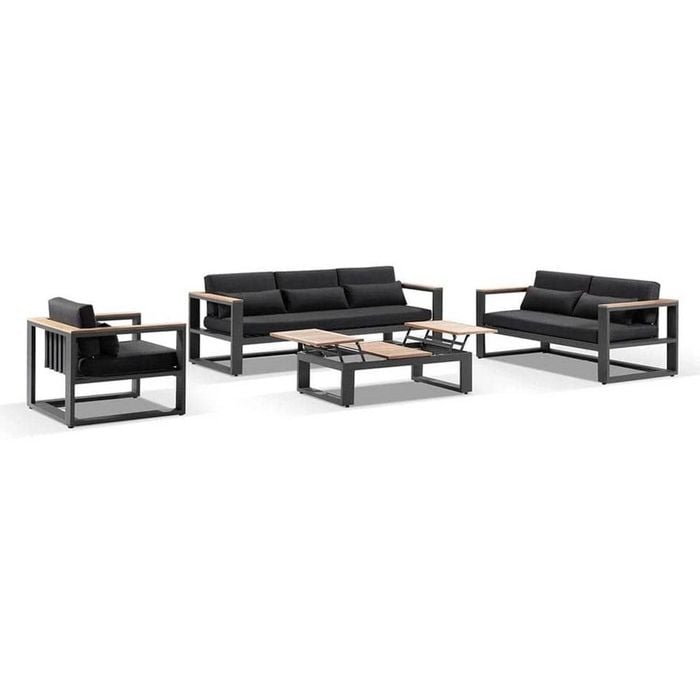 Balmoral 3+2+1 Seater Outdoor Aluminium And Teak Lounge Setting