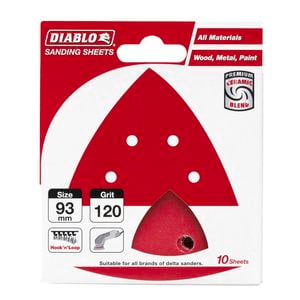 Diablo 93mm 120 Grit Abrasive All Surface Detail Sander Sheets - 10 Pack