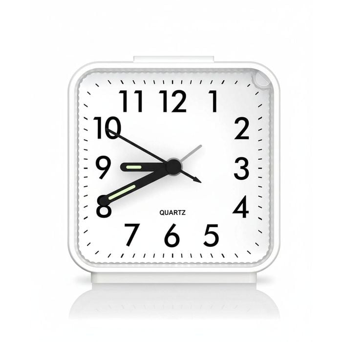 Small Analog Clock, Silent Alarm, Snooze, Luminous, No Ticking