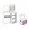 Costway 2-in-1 Kids Dressing Table & Chair Vanity Set Writing Desk White