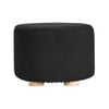 La Bella Black Fabric Ottoman Round Wooden Leg Foot Stool