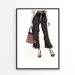 Stylish Brown Slippers with Elegant Handbag Print 100% Australian Made 60x90cm (Poster)