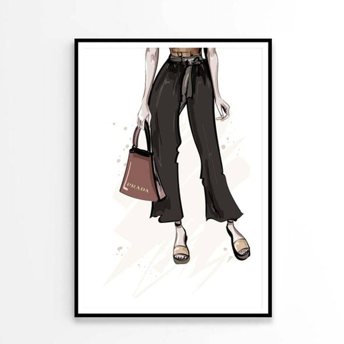 Stylish Brown Slippers with Elegant Handbag Print 100% Australian Made 60x90cm (Poster)