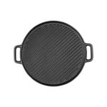 SOGA 30cm Round Cast Iron Ribbed BBQ Pan with Handle