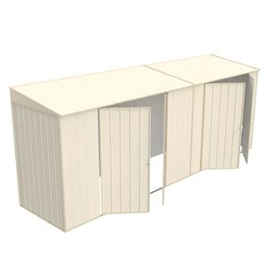 Build-a-Shed 1.2 x 5.2 x 2.0m Cream Skillion Double Plus Dual Double Hinged Side Doors Shed