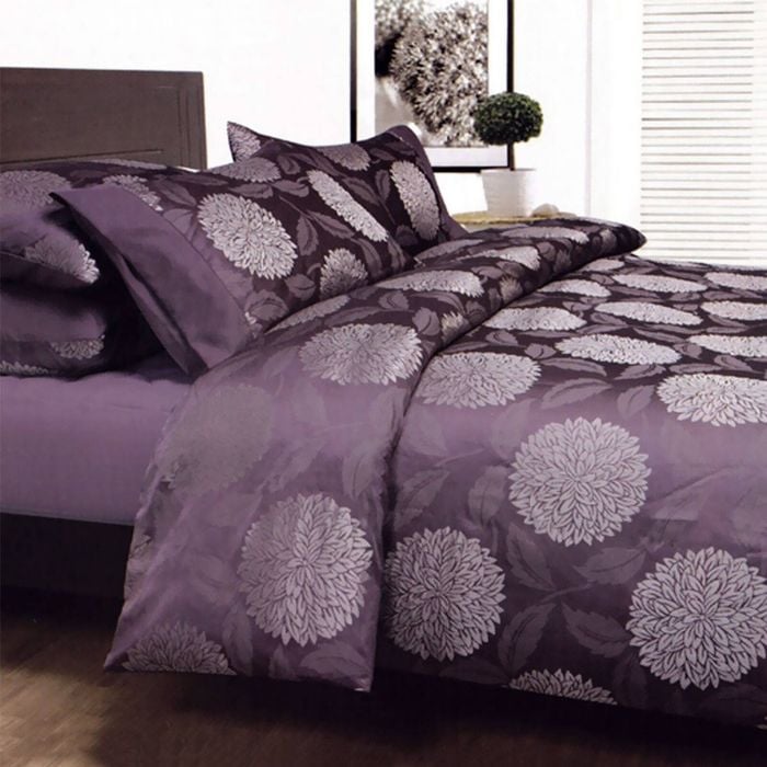 Accessorize Armure Purple Jacquard Quilt Cover Set Single