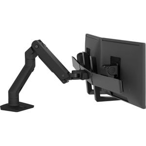 Ergonomic Desk Mount for 2 Displays - Matte Black, Adjustable Height