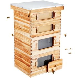 VEVOR Bee Hives Starter Kit 40 Frame Transparent Acrylic Windows with Foundations for Beekeepers