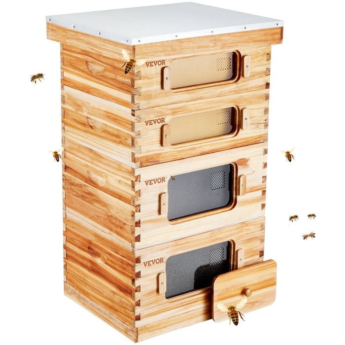 VEVOR Bee Hives Starter Kit 40 Frame Transparent Acrylic Windows with Foundations for Beekeepers