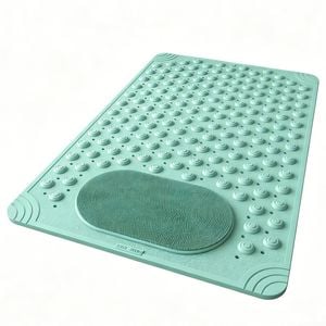 Catzon 60x90cm Square Non Slip Shower Mat With Foot Scrubber Brush-green