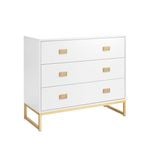 Sarantino Amara Chest of Drawers Tallboy Dresser - White/Gold