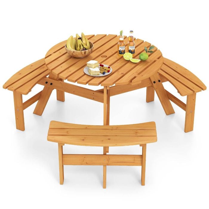 Costway 6-Person Picnic Table & Bench Set Patio Dining Table