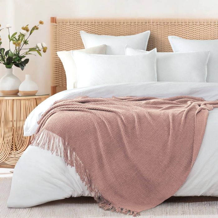 Gioia Casa Micro Plush Knitted Woven Throw Blanket - Pink