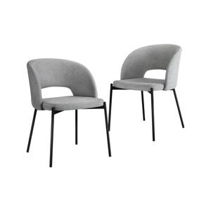 Oikiture 2PC Dining Chair Fabric Grey&Black