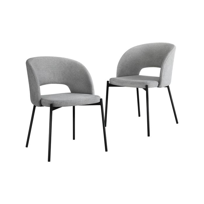 Oikiture 2PC Dining Chair Fabric Grey&Black