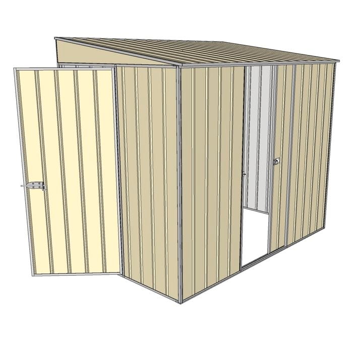 Build-a-Shed 1.5 x 2.3 x 2m Hinged Door Tunnel Shed with Sliding Side Door - Cream