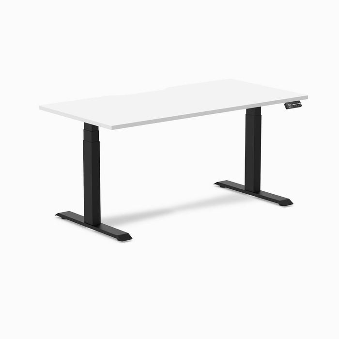 Desky Dual Scalloped Melamine Sit Stand Desk Matte Black Frame 150cm