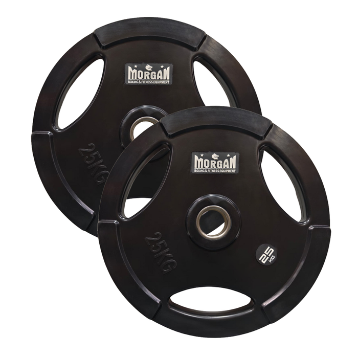 Morgan Tri-grip Rubber Coated Olympic Weight Plates (pair) [25kg]