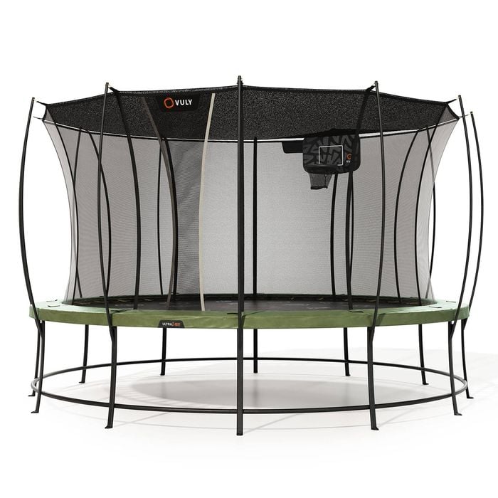 Vuly Ultra 2 Pro Extra Large 16ft Trampoline with Enclosure - Round Kids Trampolines Bundle With Shade Cover & Basketball Hoop