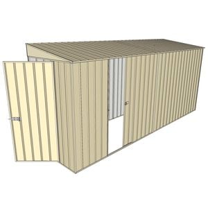 Build-A-Shed 1.2 x 4.5 x 2.0m Tunnel Shed Tunnel Hinged Door with 1 Sliding Side Door - Cream