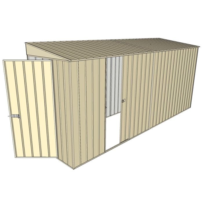 Build-A-Shed 1.2 x 4.5 x 2.0m Tunnel Shed Tunnel Hinged Door with 1 Sliding Side Door - Cream