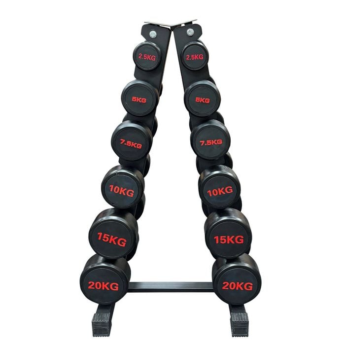 2.5kg to 20kg 6 Pairs Total 120kg Commercial Round Rubber Dumbbell with Rack