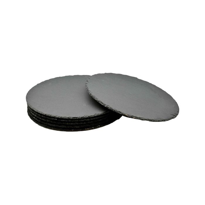 Argon Tableware Round Natural Slate Placemats - 30cm - Set Of 6