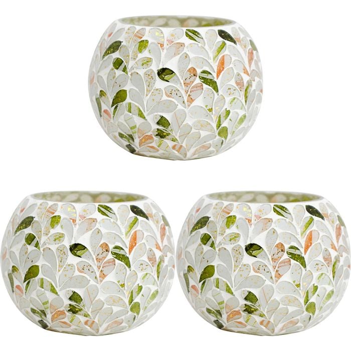 3PK LVD 13x13cm Led Glass Round Mosaic Mixed Home Decor