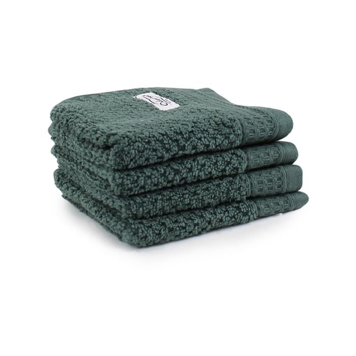 4pc Onkaparinga 30x30cm Avalon Face Washer 550GSM Fir Green