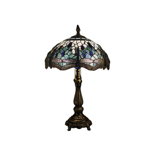 G&g Blue Dragonfly Leadlight Tiffany Table Lamp