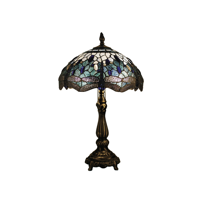 G&g Blue Dragonfly Leadlight Tiffany Table Lamp