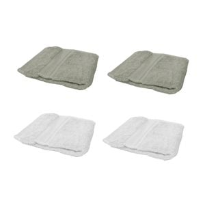 Set of 4 100% Cotton Face Washers Perfect Touch 33 x 33cm 2 Silver 2 White