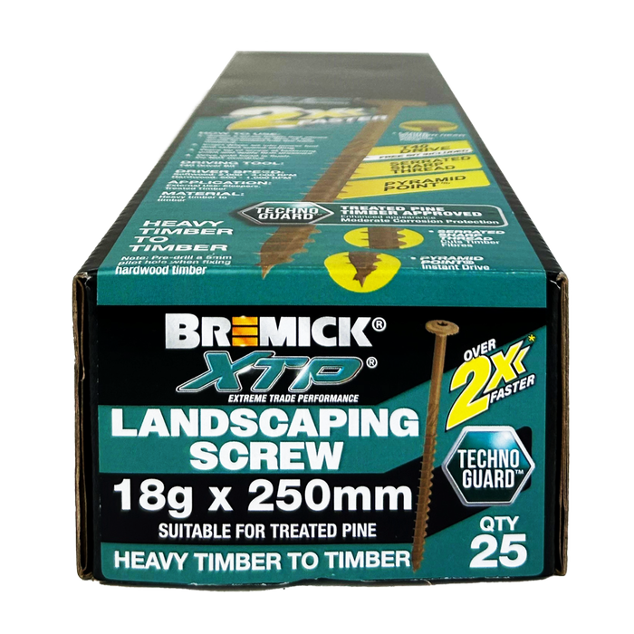 Bremick XTP 18g x 250 T40 Technoguard Landscape Screws - 25 Pack