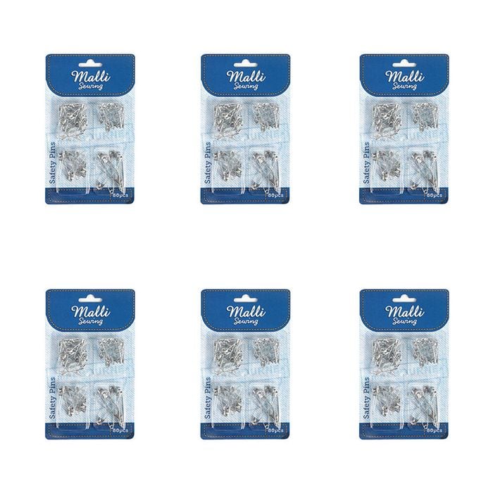 6pk Malli Sewing Assorted Multi-size Metal Craft & Sewing Fabric Safety Pin Set
