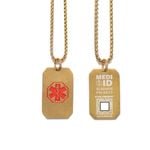 MEDI-ID  Medical ID Gold Dog Tag with 60CM Chain