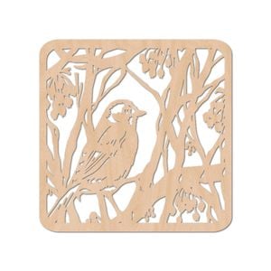 Nord Deco Wooden Coaster Kitchen Decor 10x10cm - Large Bird