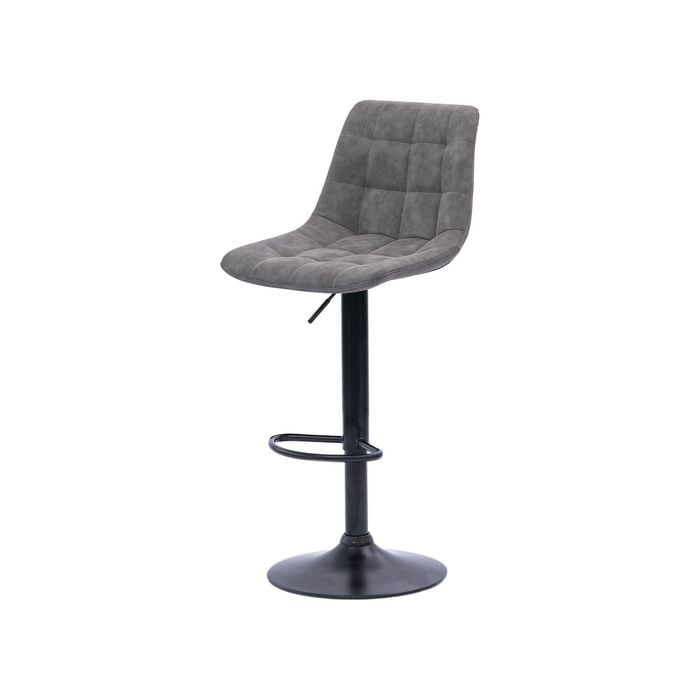 Urban Style Harry Bar Stools Gas Lift Black Metal Grey Pu Pair