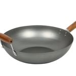 Davis & Waddell Carbon Steel Stirfry Wok Silver & Natural 57x35x18cm
