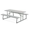 Costway Folding Dining Table Bench Set 8-Person Grey