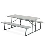 Costway Folding Dining Table Bench Set 8-Person Grey