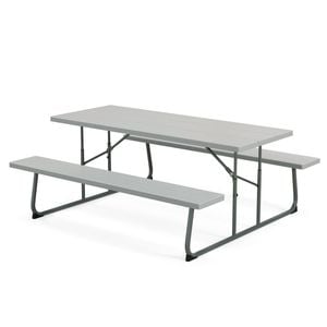 Costway Folding Dining Table Bench Set 8-person Grey