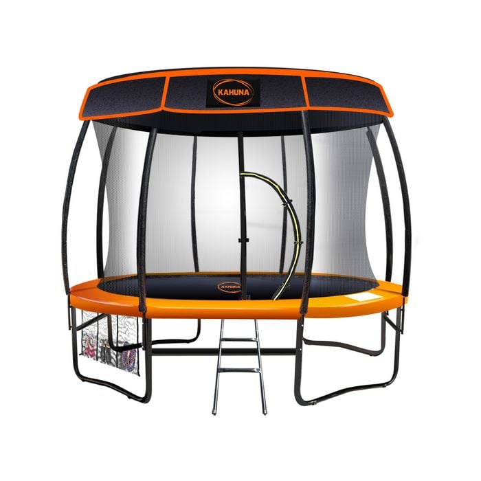 Kahuna Trampoline 10 Ft With Roof Cover - Orange