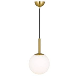 Telbix Bally Modern Pendant Hanging Lamp Light Glass Metal Opal Matt Antique Gold