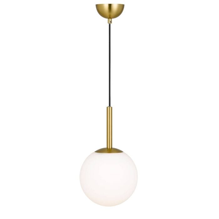 Telbix Bally Modern Pendant Hanging Lamp Light Glass Metal Opal Matt Antique Gold